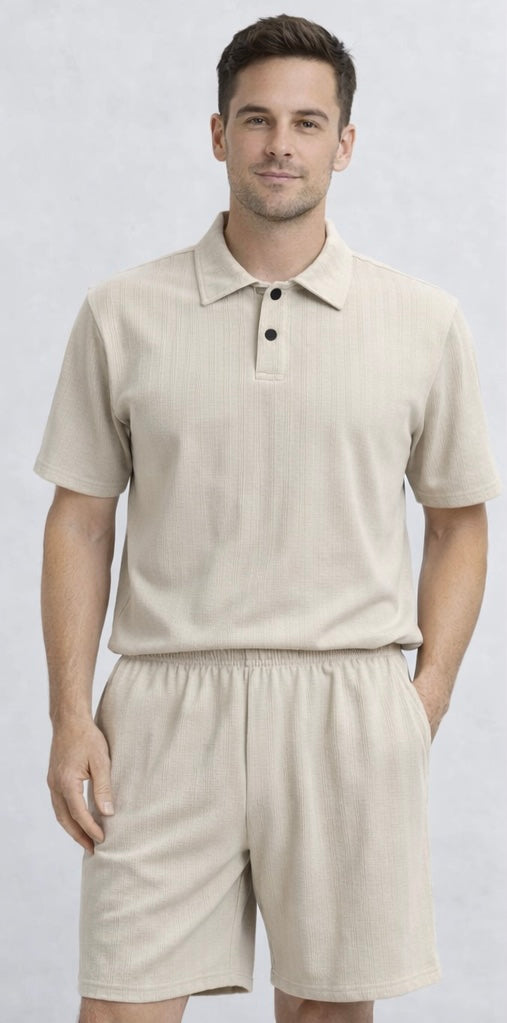 MEN’S TEXTURED POLO CORD SET