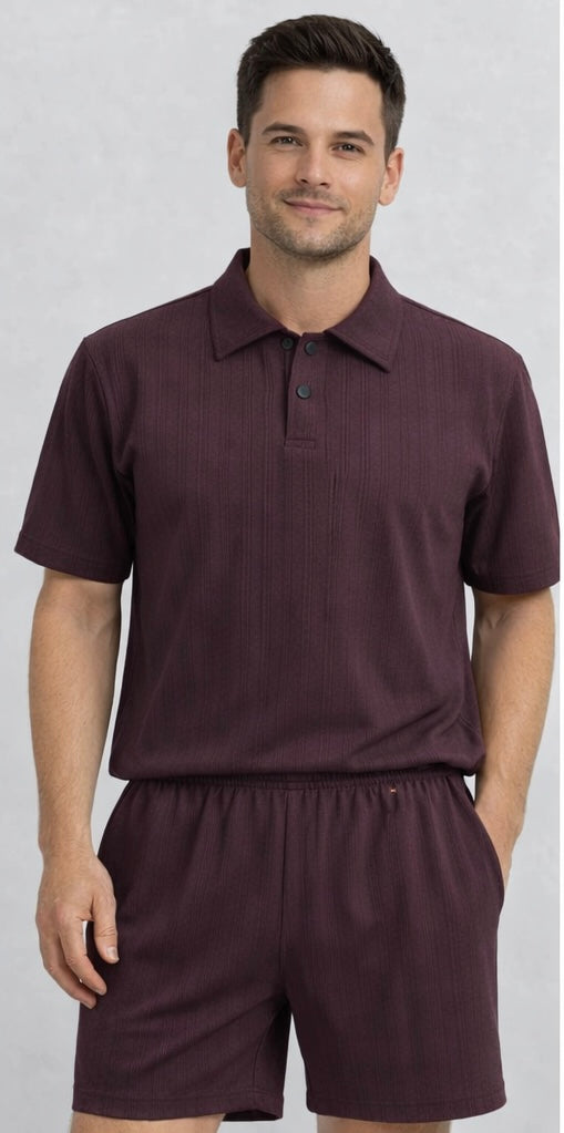 Men’s textured polo cord set