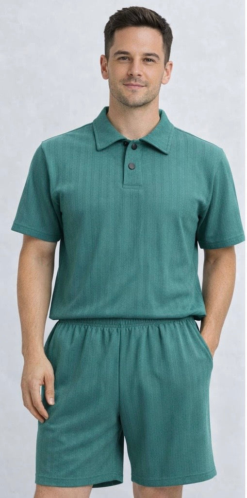 Men’s Textured Polo Cord Set